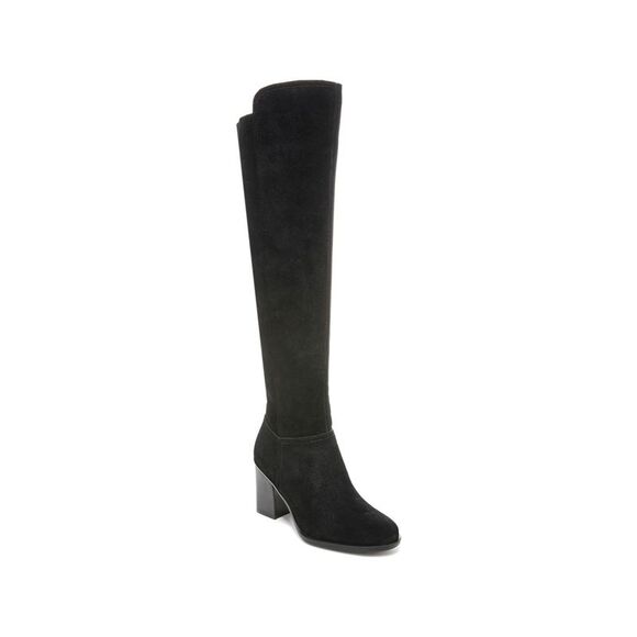 NATURALIZER Womens Black Goring Kyrie Almond Toe Stacked Heel Leather Boots 6 M